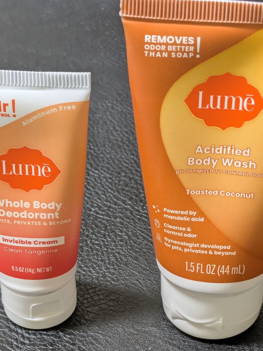 Lumé Toasted Coconut Acidified Body Wash - And Lotion Tangerine Deodorant
